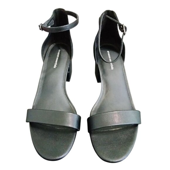 Amazon Essentials Size 9.5 Sandals Black Block Heel Adjustable Ankle Strap - Picture 4 of 11